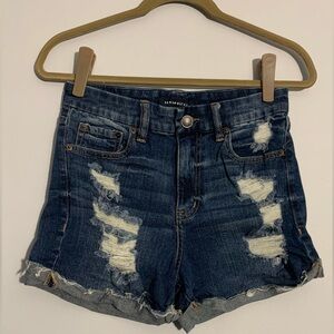 Aeropostale Curvy High Rise Distressed Denim Shorts Size 6